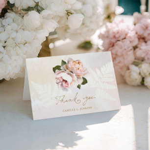 Pink Floral Bridal Shower Thank you Card