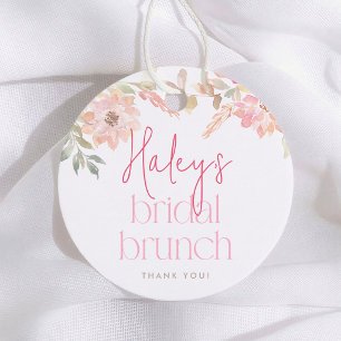 Pink Floral Bridal Shower Thank You Favour Tags