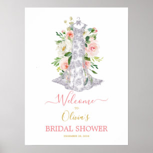 Pink Floral Bridal Shower Welcome Sign