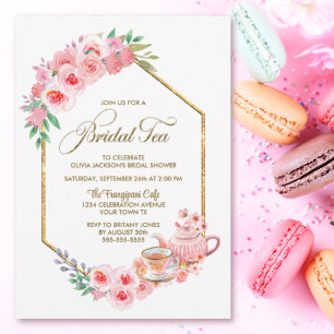 Pink Floral Bridal Tea Bridal Shower Invitation