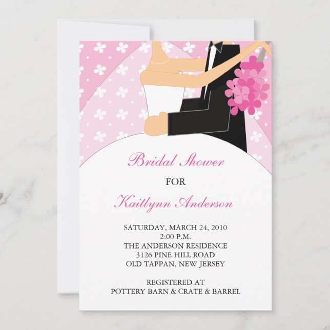 Pink Floral Bride Bridal Shower Invitation (Front)
