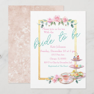 Pink Floral Bride to Be Bridal Shower Tea Party Invitation