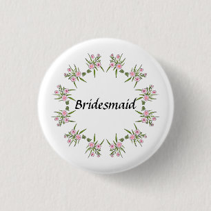 Pink Floral Bridesmaid Button