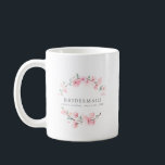 Pink Floral Bridesmaid Coffee Mug<br><div class="desc">Chic and elegant blush pink floral design features the title Bridesmaid and 1 line of personalised text below. All of the text can be edited, the colour, font and size changed. Make one for each of the bridal party. It will look great in your getting ready photos. This coffee mug...</div>