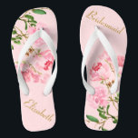 Pink Floral Bridesmaid Personalised Wedding Jandals<br><div class="desc">These personalised flip flops feature an elegant aesthetic design of pink peony flowers watercolor painting. The beautiful flip flops are a memorable gift for wedding party members: bride, bridesmaids, mother of the bride, maid of honour... They will add a stylish dose of glam to your wedding day, bachelorette party, or other celebration. ♥Customise...</div>