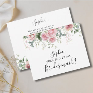 Pink Floral Bridesmaid Proposal Card