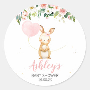 Pink Floral Bunny And Balloon Envelope Seal