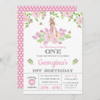 Pink Floral Bunny Rabbit 1st Girl Birthday Party