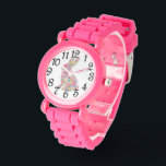 Pink Floral Bunny Watch<br><div class="desc">A Cute Pink Floral Bunny With Numbers e watch for a Girl to Wear</div>
