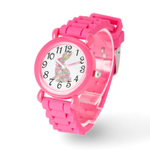 Pink Floral Bunny Watch
