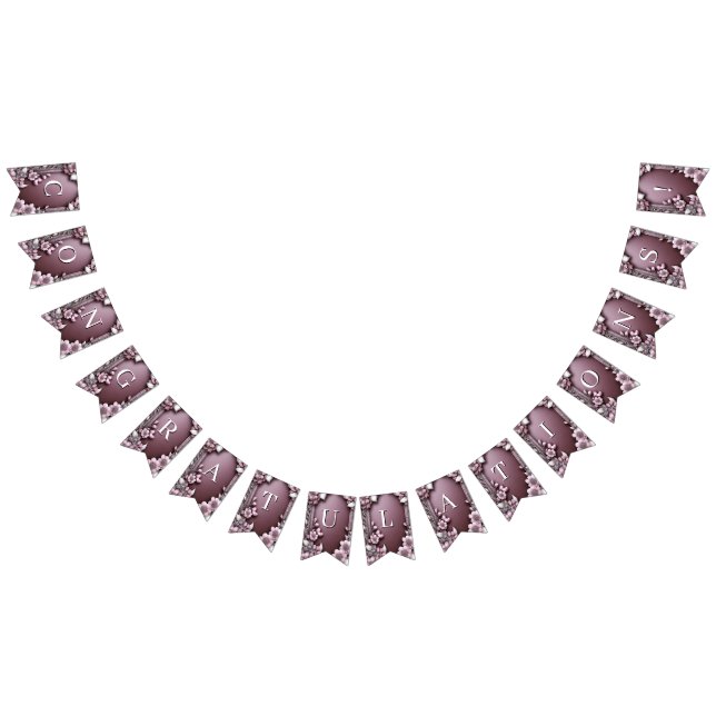 Pink Floral Bunting Flag (All)