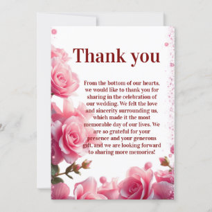 Pink Floral Burgundy Thank You Cards