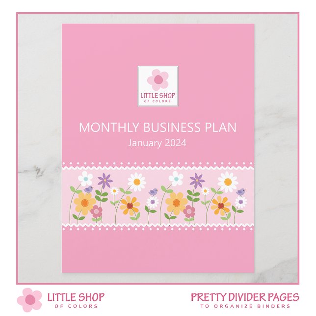 Pink Floral Business Binder Monthly Divider Page (Creator Uploaded)