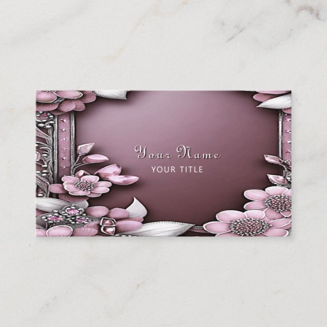 Pink Floral Business Card (Front)