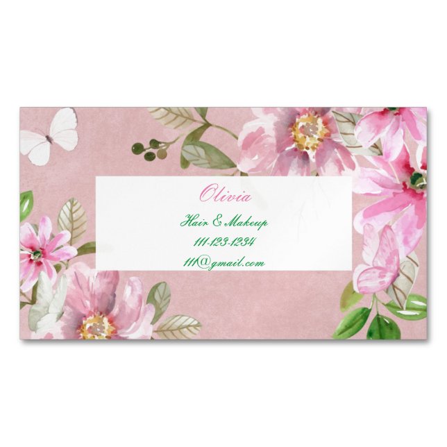 pink floral business card (Front)