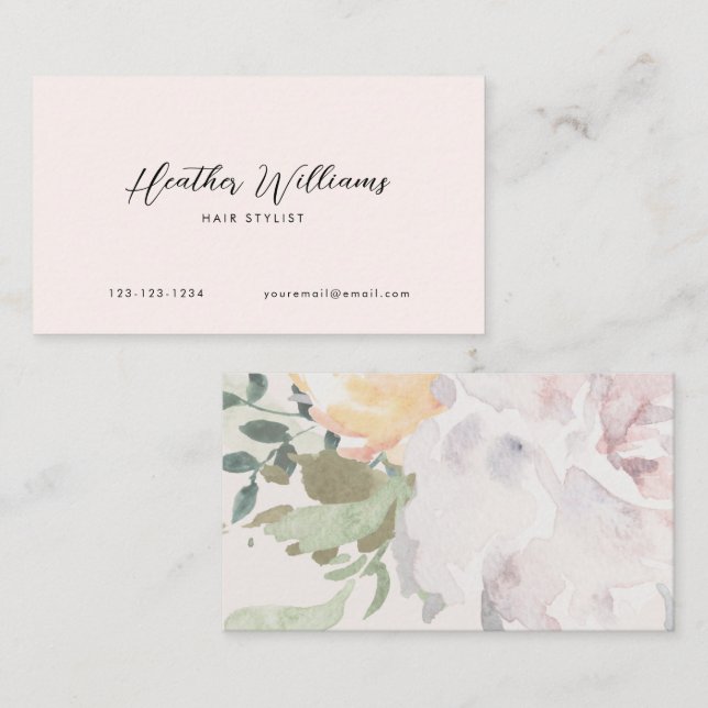Pink Floral Business Card (Front/Back)