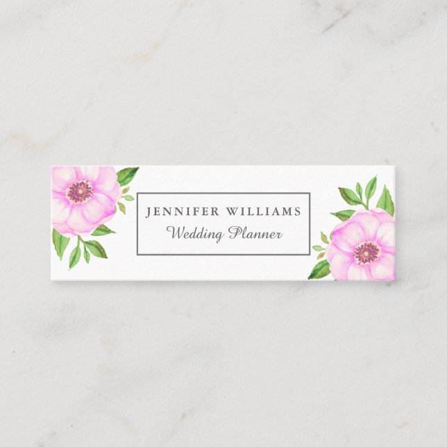 Pink Floral Business Cards (Front)