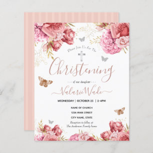 Pink Floral Butterflies Christening Budget