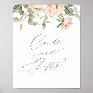 Pink Floral Butterfly Baby Shower Cards and Gifts Poster