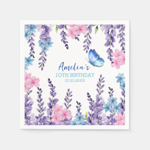 Pink Floral Butterfly Girl birthday tableware Napkin
