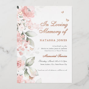 Pink Floral Butterfly Memorial Service