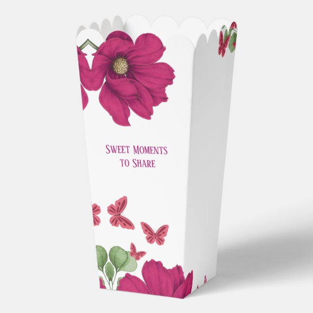Pink Floral Butterfly Watercolor Favor Box (Front)