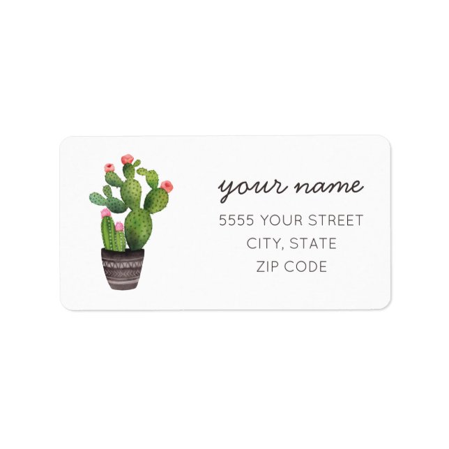 Pink Floral Cactus Label (Front)