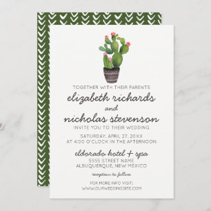 Pink Floral Cactus - Wedding Invite