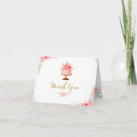 Pink Floral Cake Bridal Shower Thank You Card