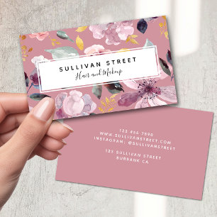 Pink Floral Calligraphy Business Card
