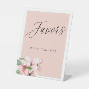 Pink Floral Calligraphy Favours Sign