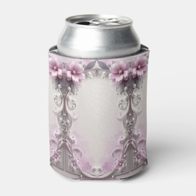 Pink Floral Can Cooler (Can Front)