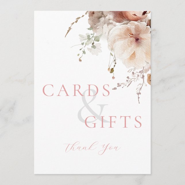 Pink Floral Cards and Gifts Bridal Shower Sign (Front)