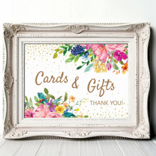 Pink Floral Cards Gifts Baby Shower Poster