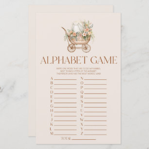Pink Floral Carriage Alphabet Baby Shower Game