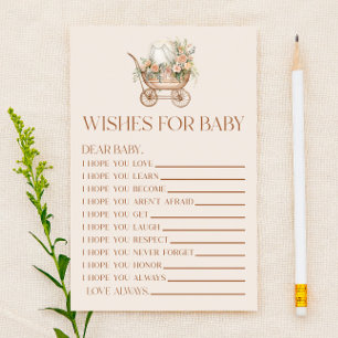 Pink Floral Carriage Wishes For Baby Shower Game
