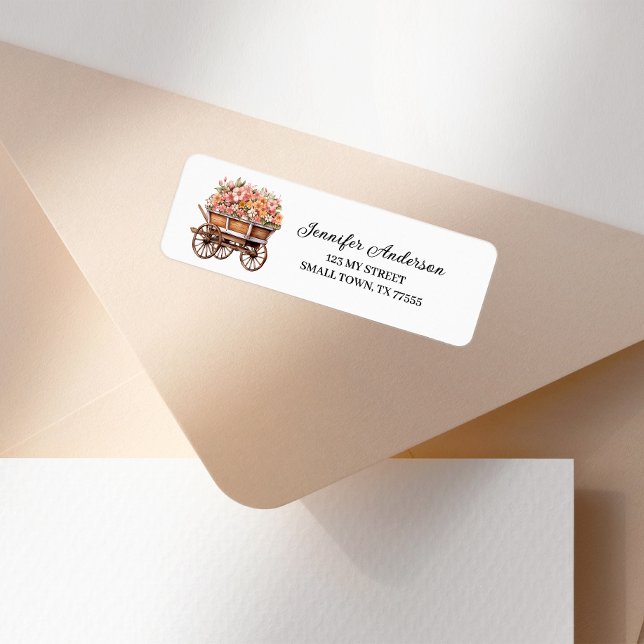 Pink Floral Cart Cute Fun Address (Creator Uploaded)