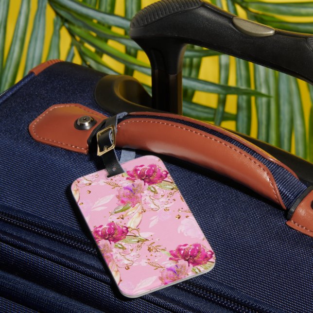 Pink floral Case-Mate  Luggage Tag (Front Insitu 1)
