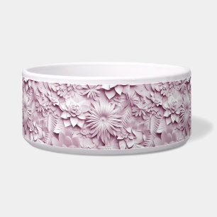 Pink Floral Ceramic Pet Bowl