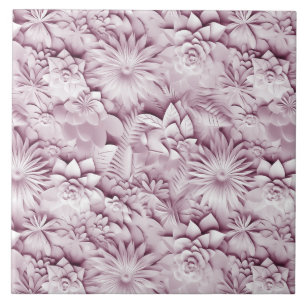 Pink Floral Ceramic Tile