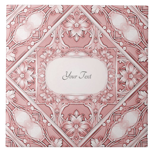 Pink Floral Ceramic Tile (Front)