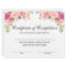 Pink Floral Certificate of Completion - Your Text