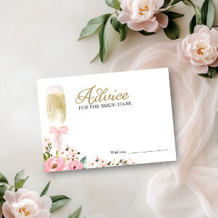 Pink Floral Champagne Advice for the Bride Card