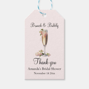 Pink Floral Champagne Bridal Shower Favour  Gift Tags
