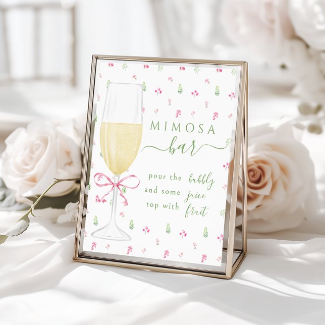 Pink Floral Champagne Glass Mimosa Bar Sign (Creator Uploaded)