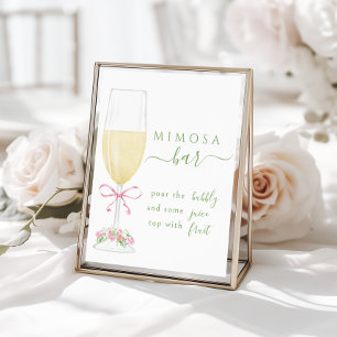 Pink Floral Champagne Mimosa Bar Sign Poster