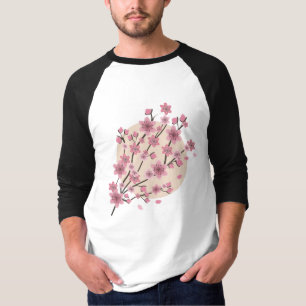 Pink Floral Cherry  Blossom Tree Petals Bohemian T-Shirt