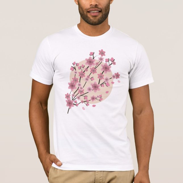 Pink Floral Cherry  Blossom Tree Petals  T-Shirt (Front)