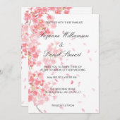 Pink Floral Cherry Blossom Wedding Invitation (Front/Back)