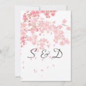 Pink Floral Cherry Blossom Wedding Invitation (Back)